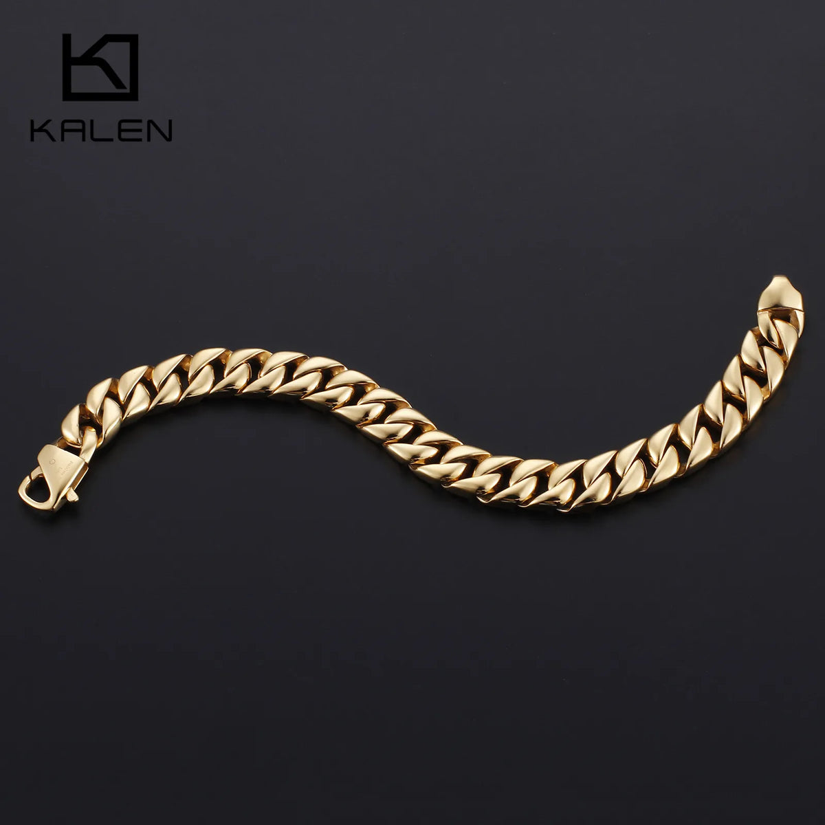 KALEN 23 cm Stainless Steel Gold Chain Bracelet for Men