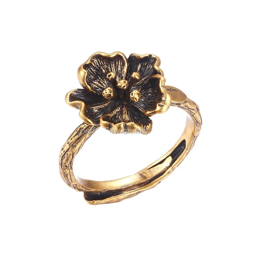 Bauhinia Flower Design 925 Sterling Silver Jewelry Ring for Women