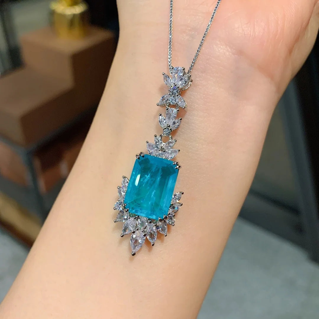 S&S Blue Zircon Flower Jewellery Set – Pendant, Ring & Ear Studs | Collection