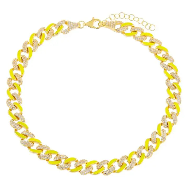 2024 Summer Colorful Jewelry Neon Enamel Cuban Link Chain Anklet for Women