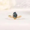 ArtistA Price 925 Sterling Silver Gold Plated Colorful Gemstone Oval Cut 6x8mm Drop-Shaped Dainty Gemstone Tear Drop Ring