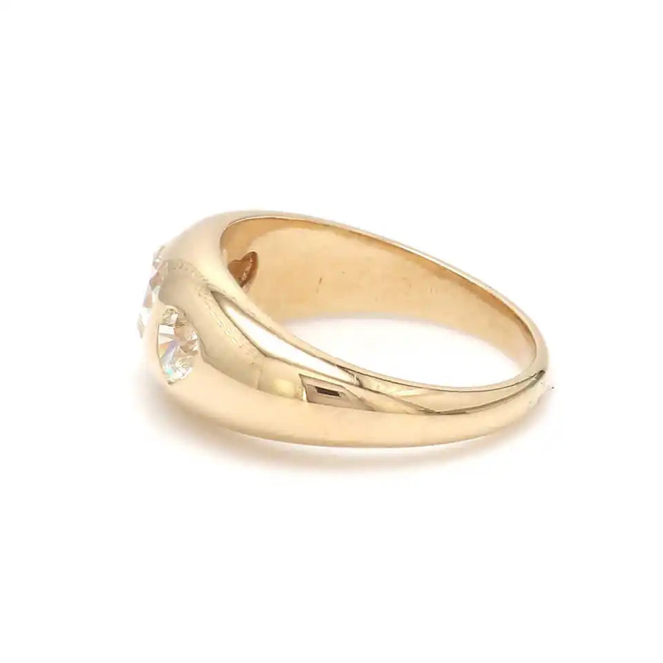 Luxury Design Minimalist 14k Gold Diamond Three Heart Gypsy Signet Rings Exquisite Trendy Karat Certified Women's Anniversary