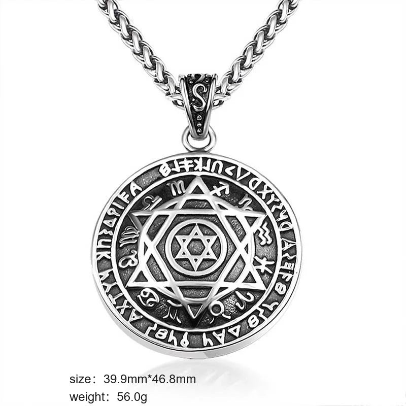 Viking Hexagram Pendant Necklace – Stainless Steel | Unisex Hip-Hop Chain
