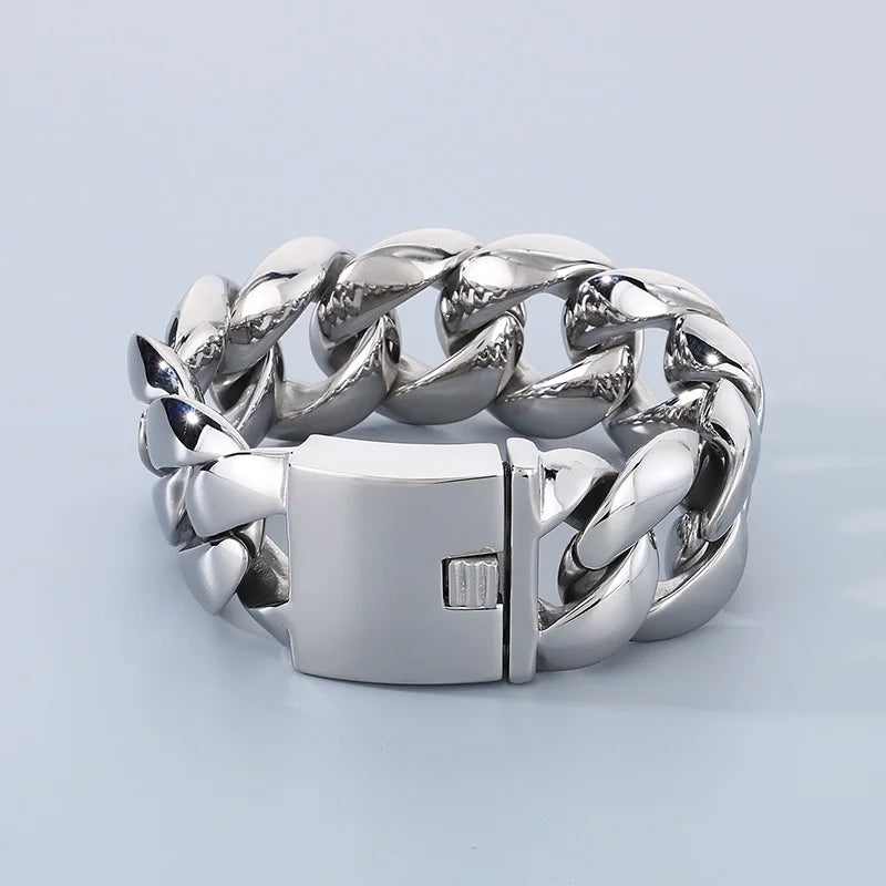 KALEN Vintage Men Hip-Hop Stainless Steel Fashion Jewelry Bracelets Cuban Link Chain Bracelet