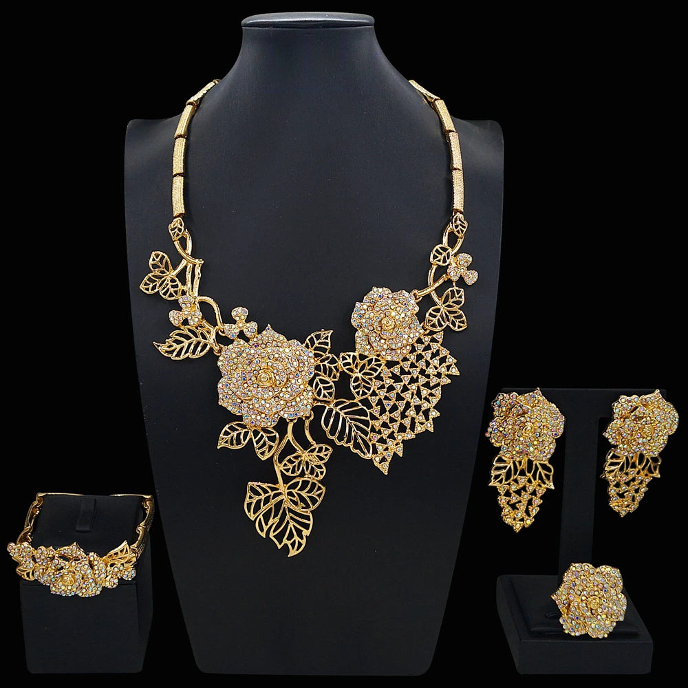 Zhuerrui New Design Sense Jewelry Set American High-end Diamond Series Ladies Classic Inheritance Wedding Four Sets I0002220
