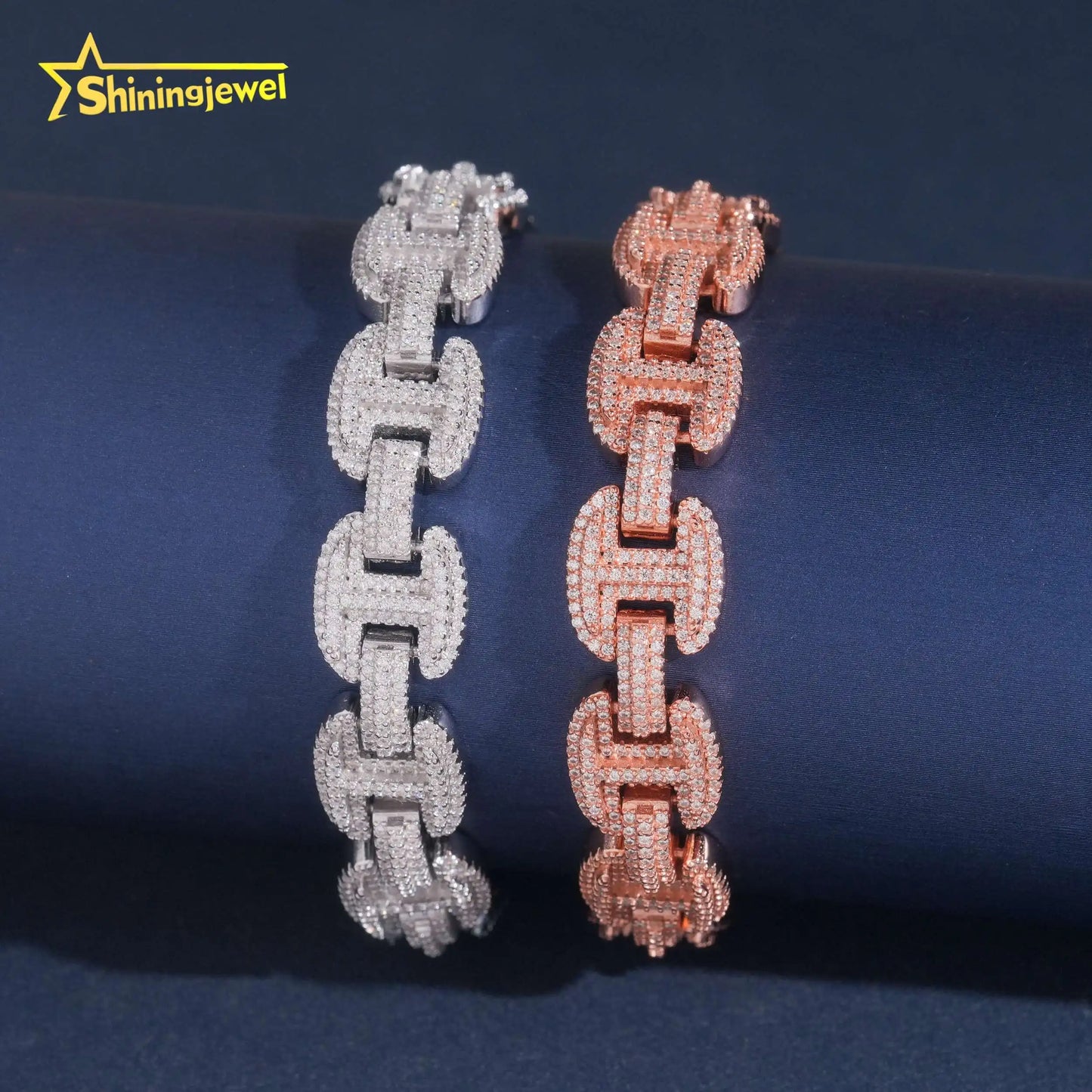 New Custom Hip Hop Bling Moissanite Fashion Men Necklace 12MM Thick Infinity Cuban Link Chain 925 Silver Men Chains