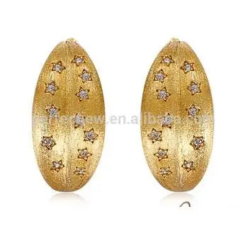 Handmade 18K Gold Plated 925 Silver Jhumka Earrings with Zircon for Wedding Gift Party Occasions