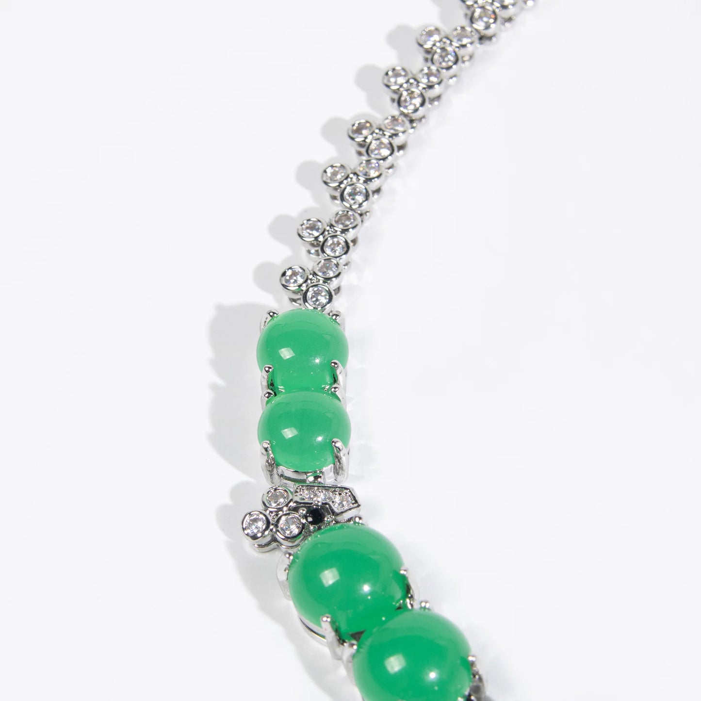Luxury Jade & Cubic Zirconia Flower Pendant Necklace & Earrings Set — Green & Purple