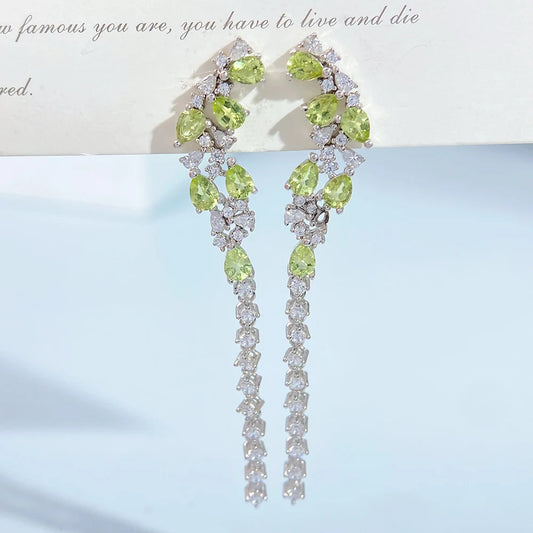Gioiellieri Natural Peridot Drop Earrings for Women S925 Sterling Silver 925 Jewelry Fine Jewelry Fashion Accessories Wedding Gift