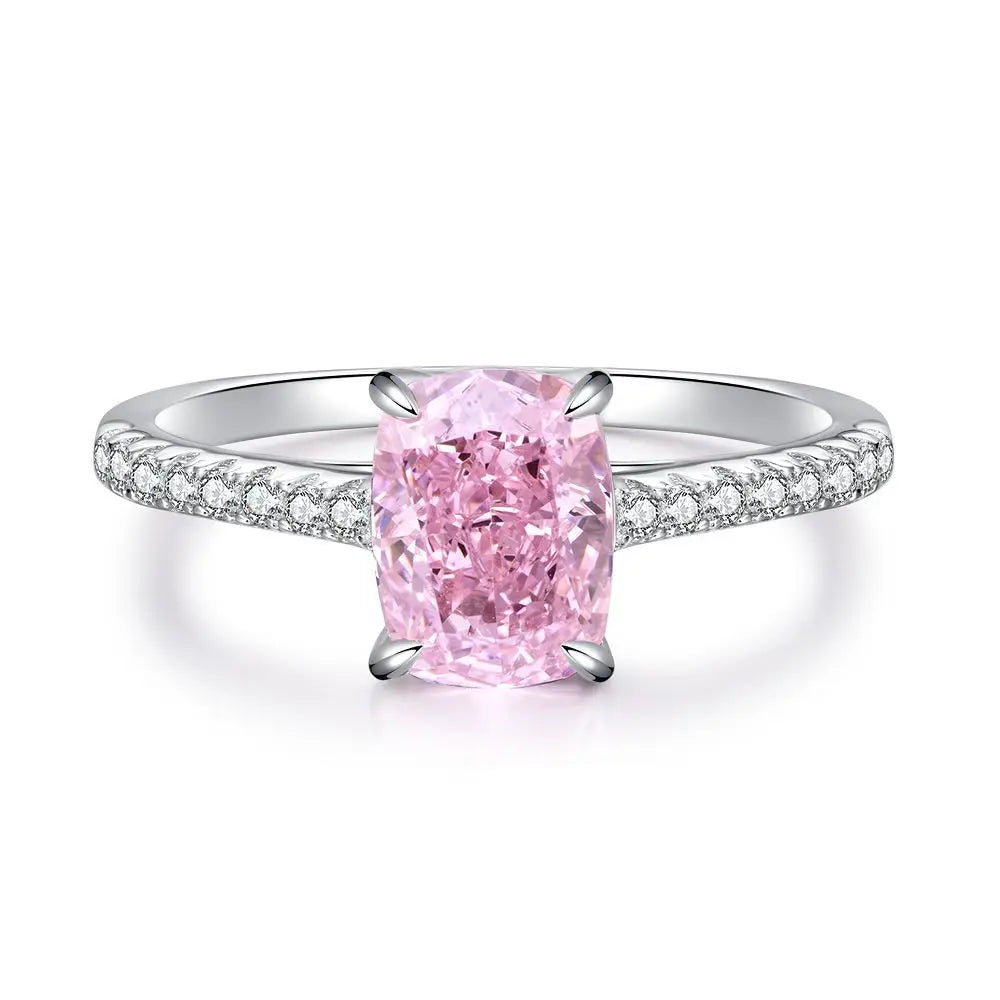 Wholesale Waterproof 5A 8A Pink Cubic Zirconia Rings 925 Sterling Silver OEM ODM Custom Factory Direct Ring Jewelry Manufacturer