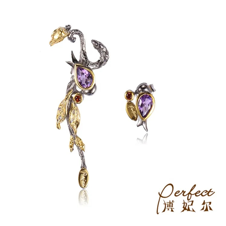 Fashion Art Butterfly 925 Sterling Silver Stud Upper Ear Earrings for Women's Wedding Party Gift