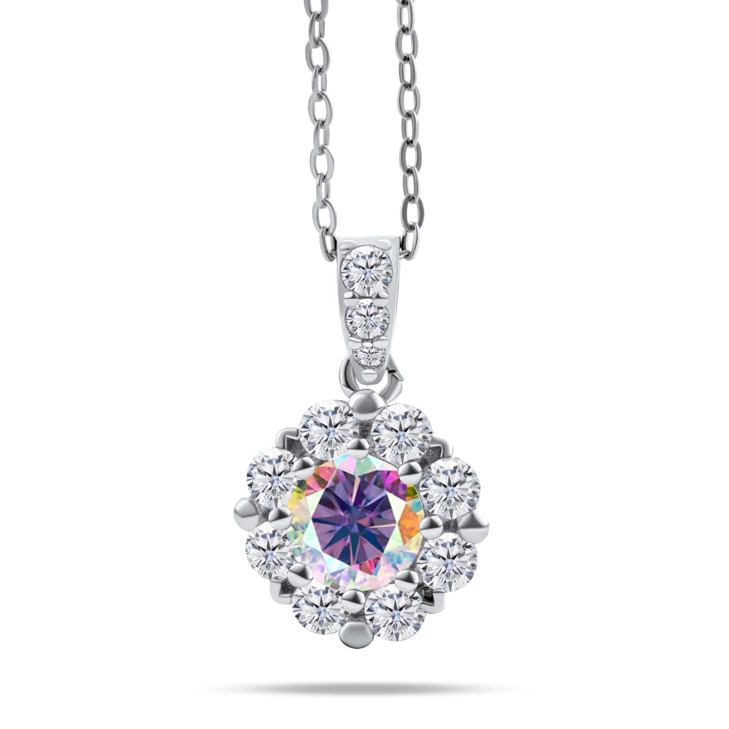 Fashion Fine 925 Sterling Silver Cluster Set Round Cut 1ct VVS GRA Colored Moissanite Jewelry Classic Sunflower Pendant Necklace