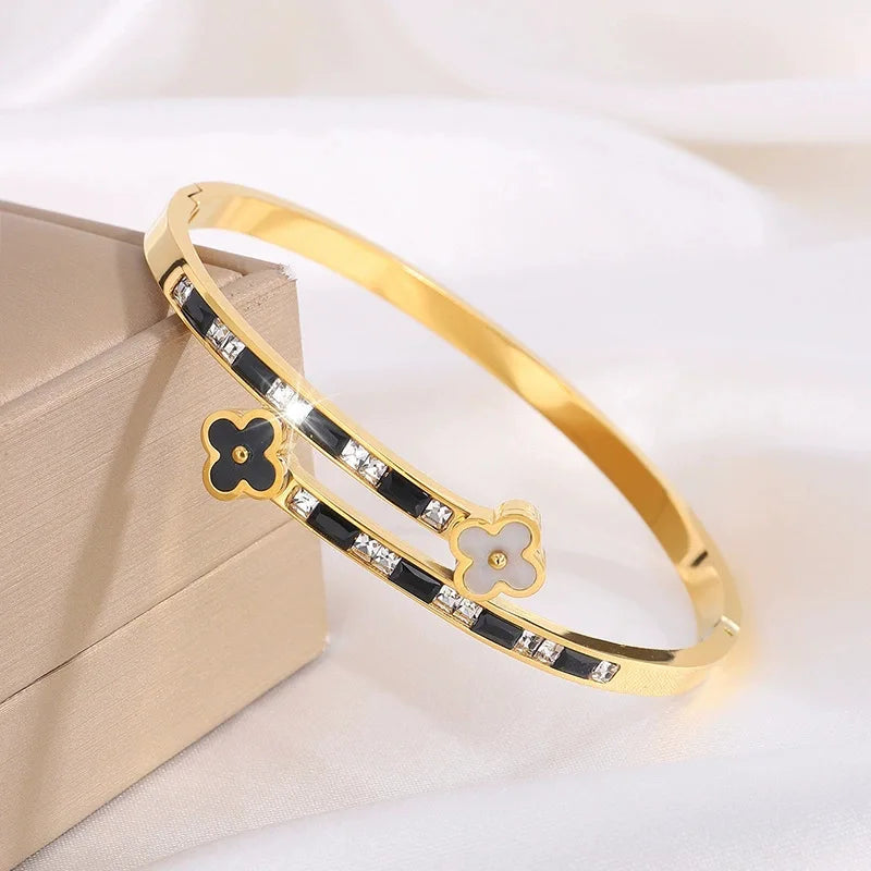REBEL Stainless Inoxydable Stainless Steel 18K Gold Plated Roman Women Fashion Jewelry Bracelets Bangles