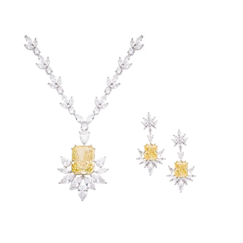 Unique Woman Accessories Set Woman Jewelri Set Brass Rhodium Plated Wedding Jewelry Sets for Bride