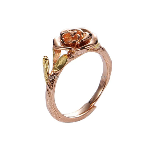 Rose Design Ring 925 Silver Ring with Rose Gold Plated for Daily Wear