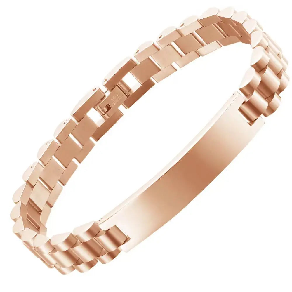 REBEL FASHIONISTA Simple Adjustable Men's Classic Waterproof Stainless Steel Chain & Link Bracelet with Custom Name Engraving for Anniversary Gift