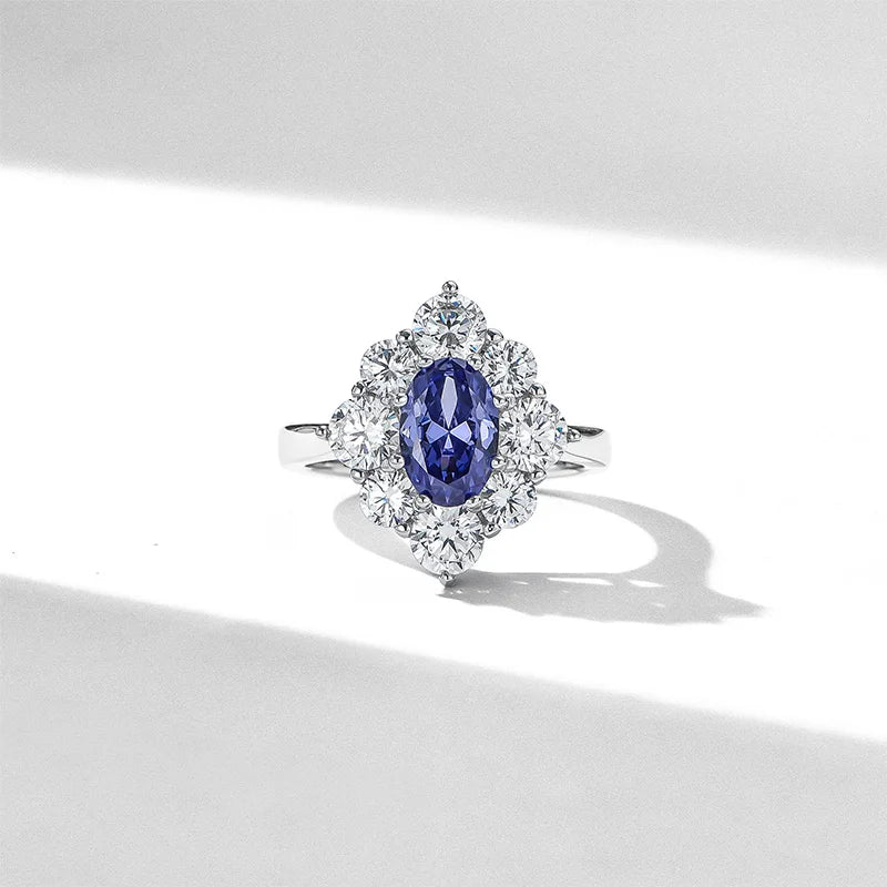 ArtistA 925 Sterling Silver Minimalist Infinity Ring Lab Grown Blue Sapphire Ring