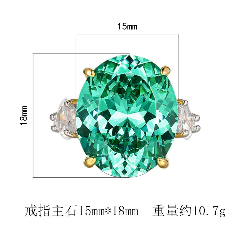 REDheart Black-Gray Flower-Shaped Vintage Wedding Unisex Fashion Pendant Set Simple Green Zircon Platinum Plated Opening Ring