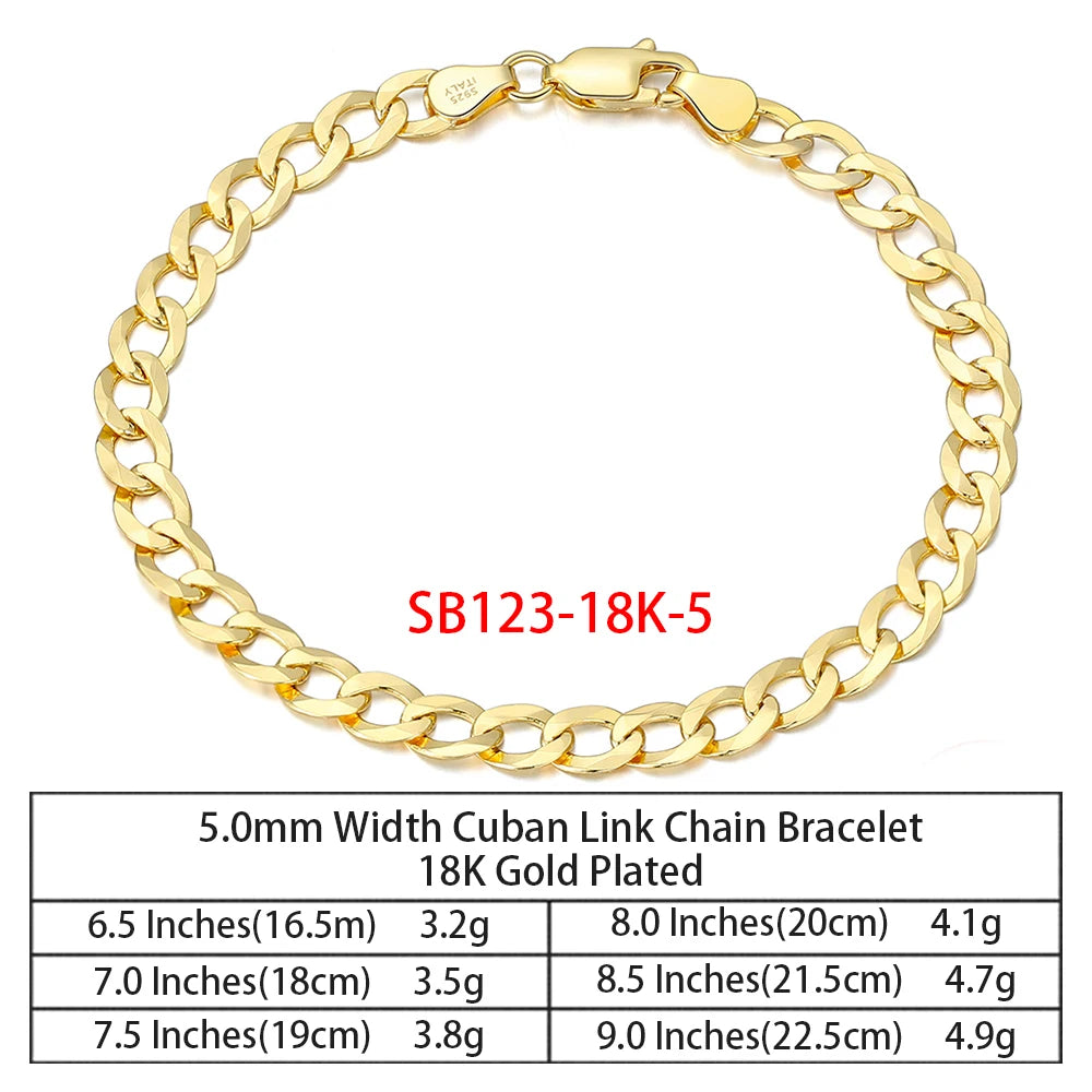 RINNTIN SC36 925 Sterling Silver Chains Hip Hop Jewelry 3.6/5/7mm Chunky Diamond-Cut Cuban Link Chain Necklace for Men Women