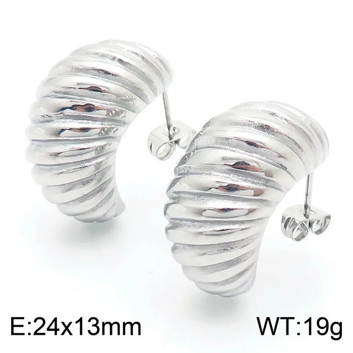 REBEL High-quality Fashion Chubby Water Drop Stainless Steel Hollow Earrings Necklace Charm Temperament Jewelry Set