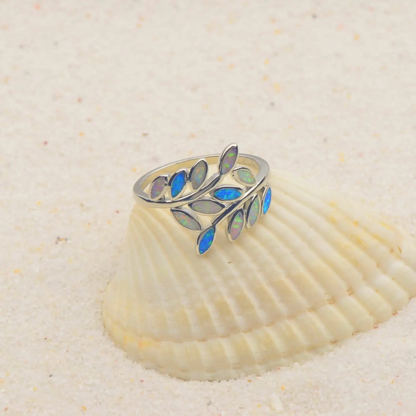 Ring | Iridescent Gem Inlay Band | Modern Silver/Gold Plated Women's Trendy Fashion Jewelry