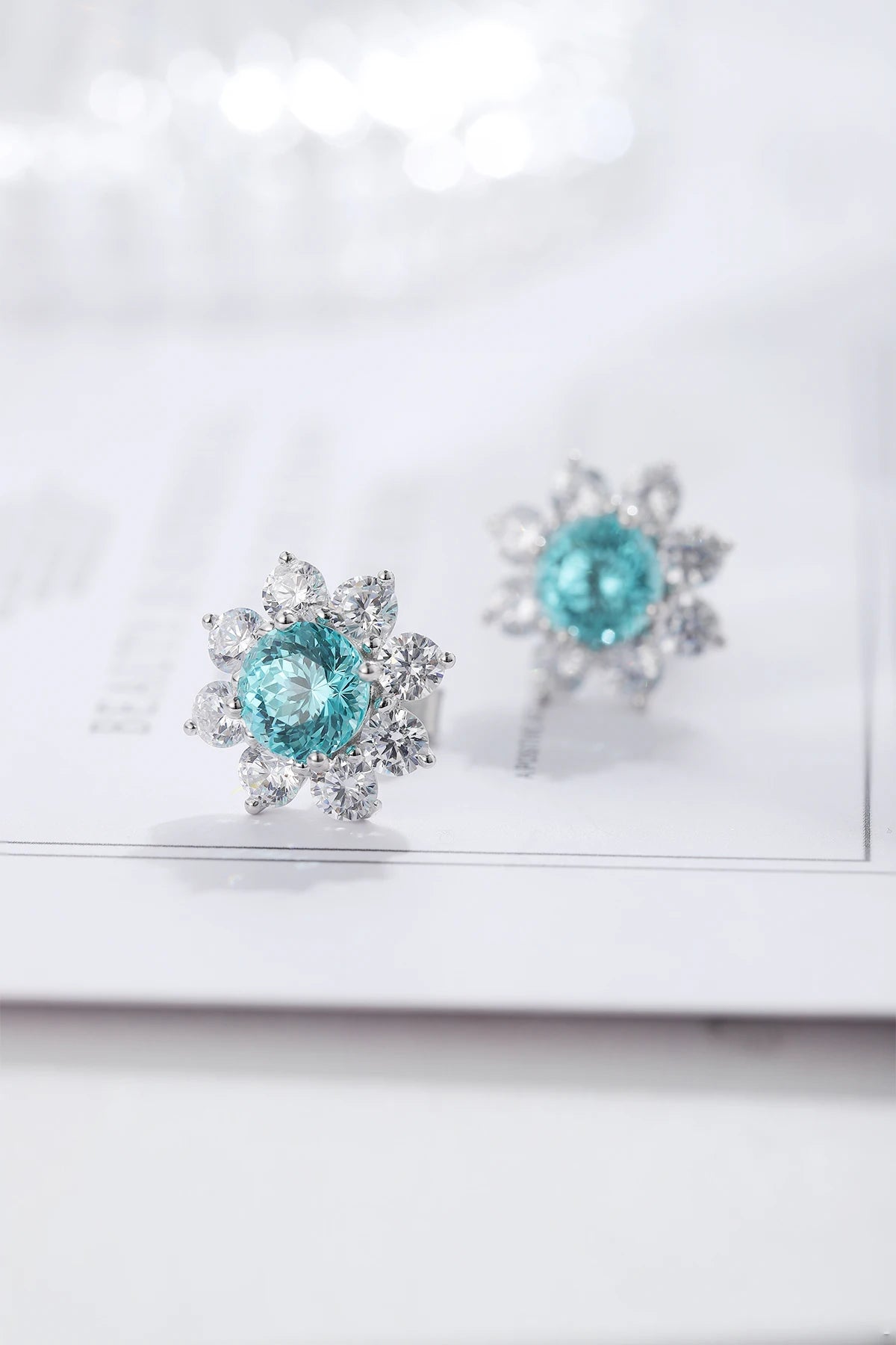 Gemfiori Anster High Quality S925 Lab Grown Paraiba Earring Stud Dainty Gemstone Stud Earrings for Women Daily Wear Gift
