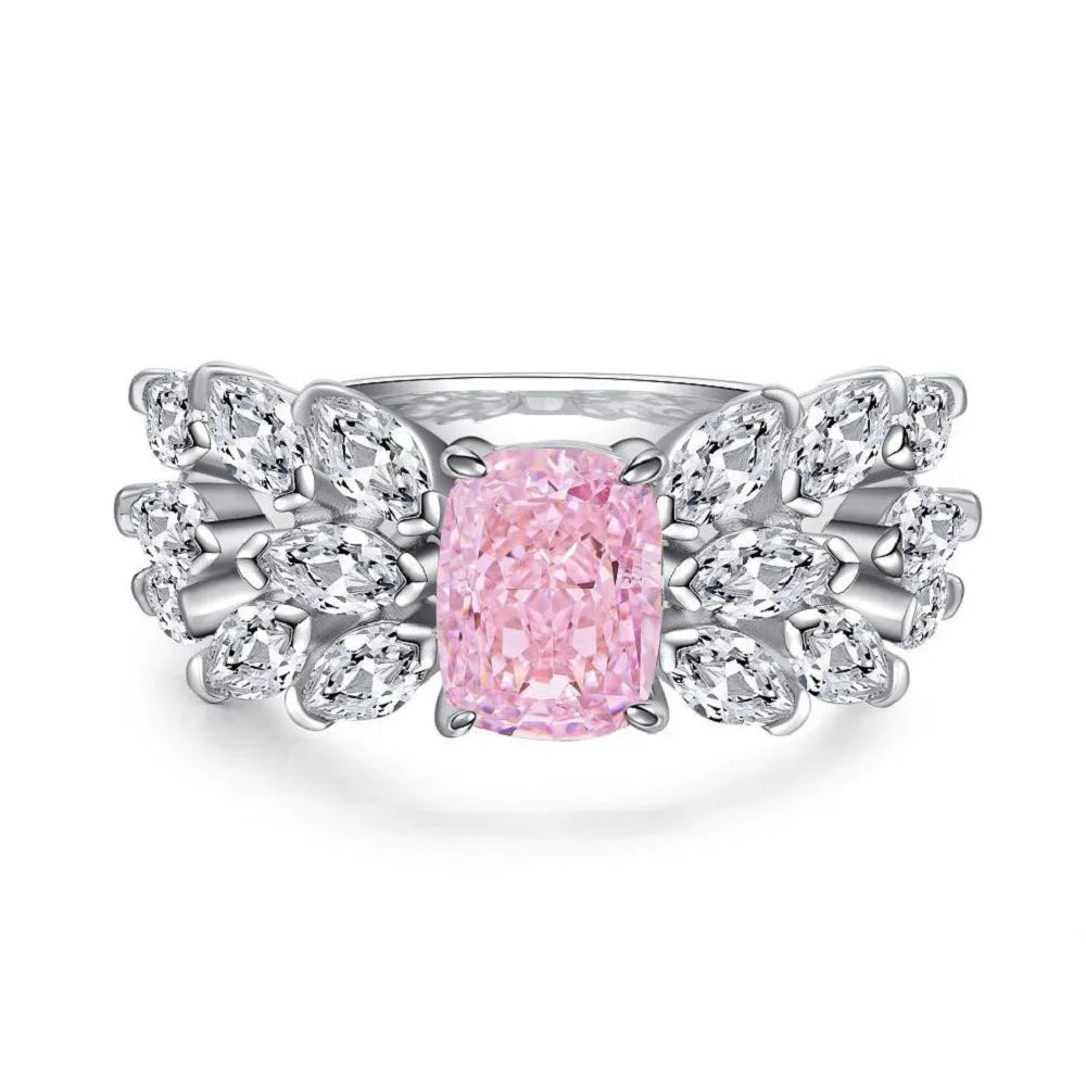Wholesale Waterproof 5A 8A Pink Cubic Zirconia Rings 925 Sterling Silver OEM ODM Custom Factory Direct Ring Jewelry Manufacturer