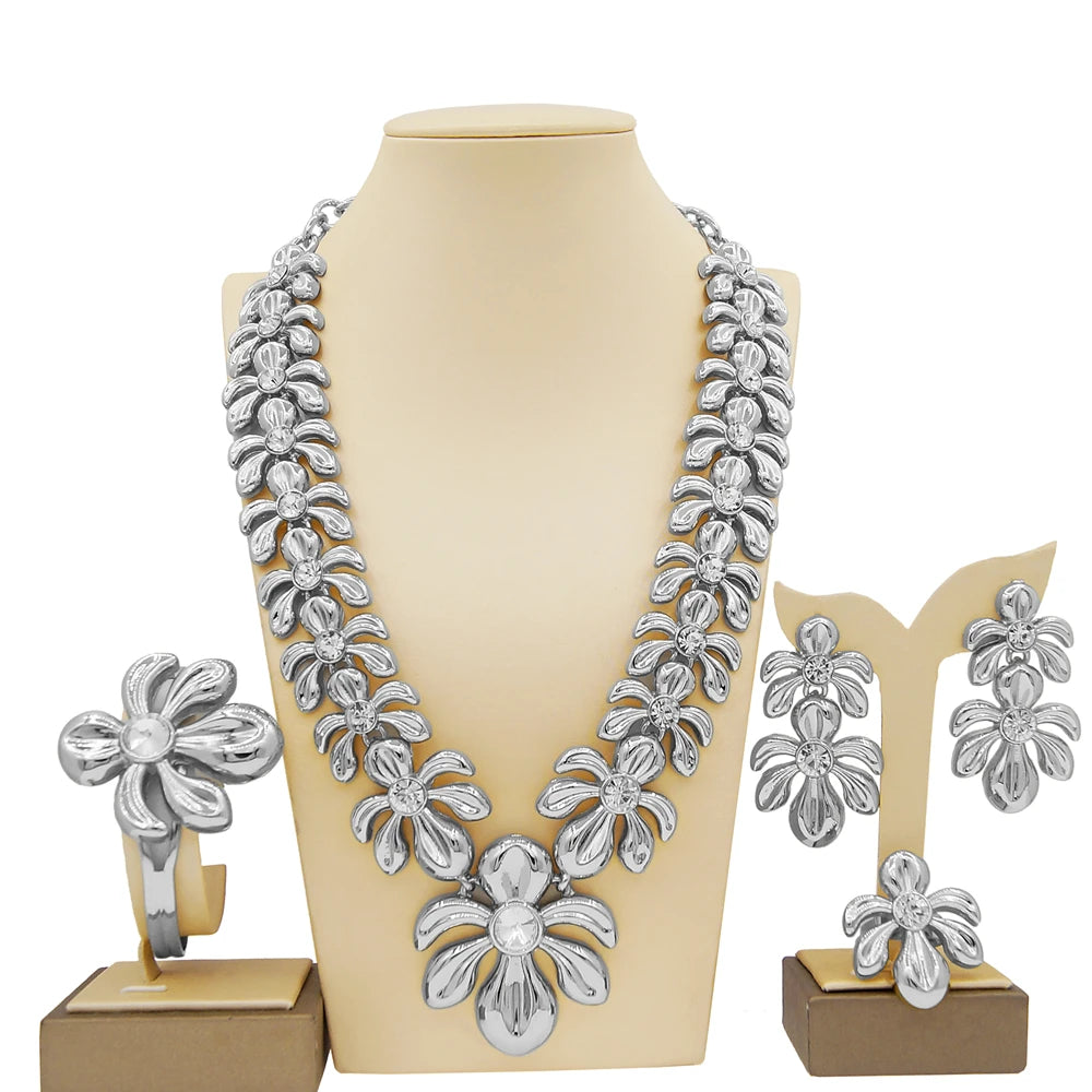 Zhuerrui Pendant Bangle Earrings Ring Chain Jewelry Set Italian Bridal Jewelry Set Women's Necklace Jewelry Set H00485