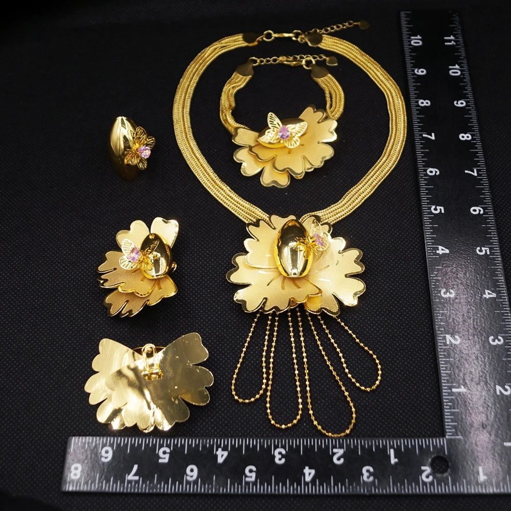 Italian Jewelry Set Alloy Brazilian Jewelry Sets Wedding Party Pendant Necklace  Earrings Jewelry Set  HK052822