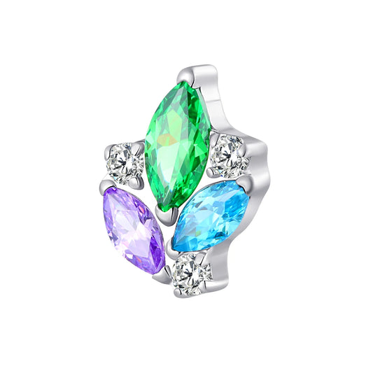 Eternal Metal ASTM F136 Titanium Multi Color CZ Flower Ear Piercing Navel&Labret Jewelry Internally Threaded Ends Tops