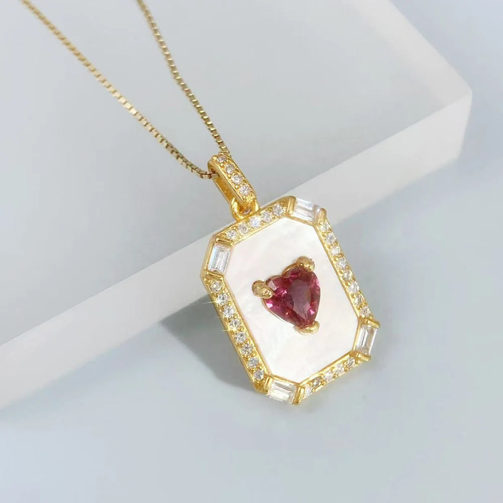 Gioiellieri Natural Pyrope Garnet S925 Silver Pendant with Red Crystal Gemstone for Women Luxury Jewelry January Birthstone Healing Stone