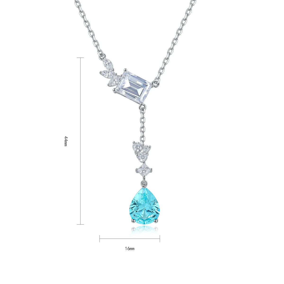 Gemfiori Anster 925 Sterling Silver High-quality Cultivated Paraiba Necklace - Suitable for Parties or As a Gift