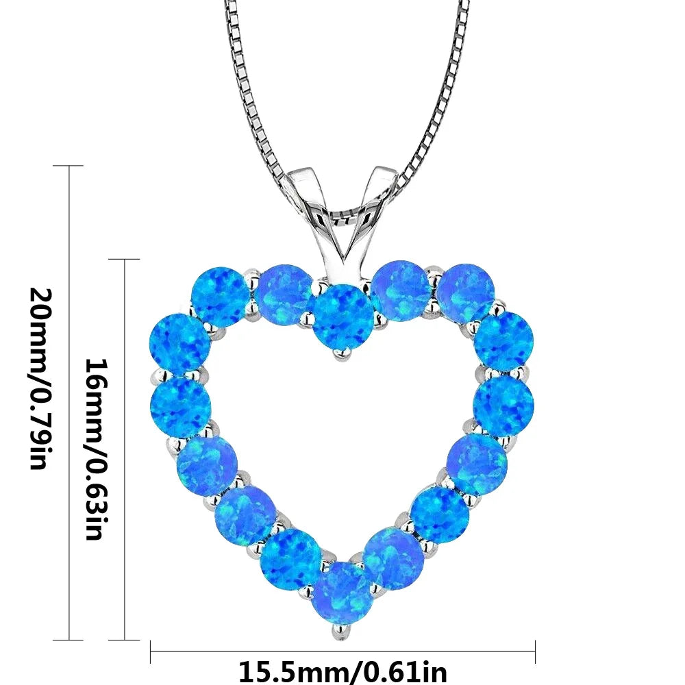Trendy TikTok-Inspired Christian Heart Opal Silver Plated Sweater Chain Necklace | Women's Fashion Statement Jewelry Wholesale