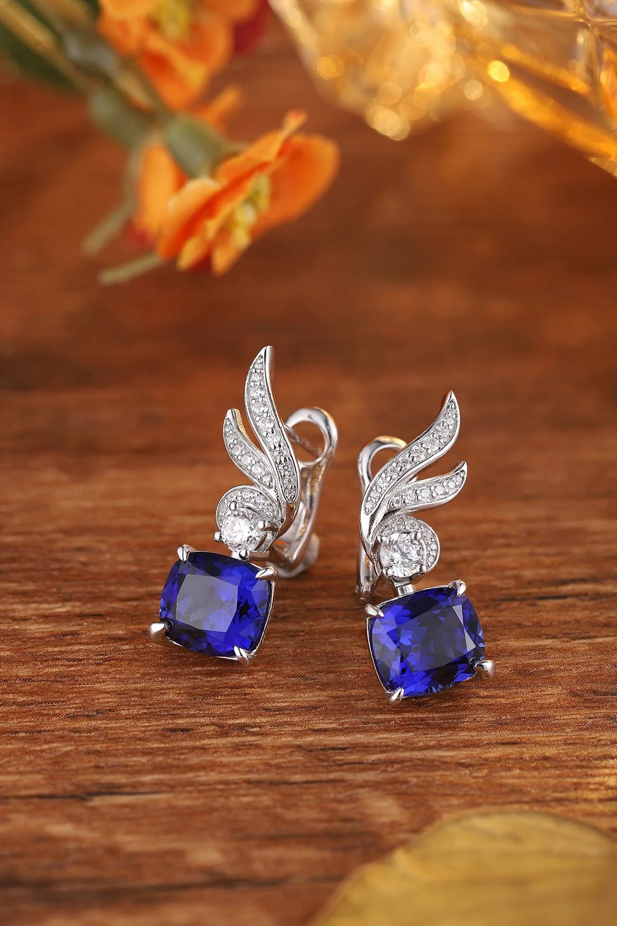 Gemfiori Anster High Quality S925 Lab Grown Sapphire Earring Stud Dainty Gemstone Stud Earrings for Women Daily Wear Gift