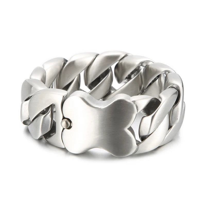 VIKING Mens Matte Stainless Steel Hip-Hop Cuban Link Bracelet