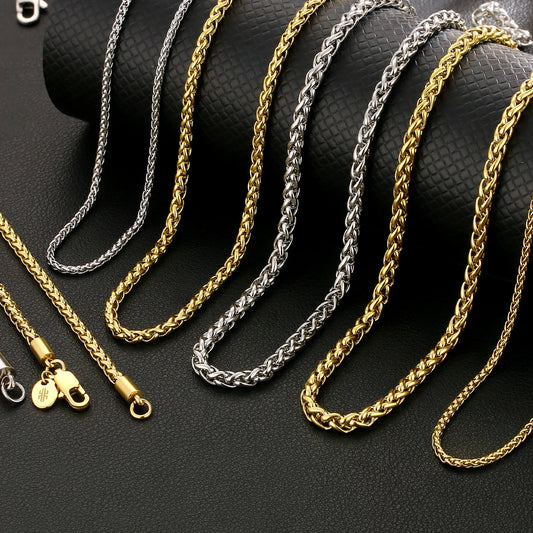 NEWLiFE BiG-BOSS 2mm/3mm Wheat Pearl Necklace in 14K Gold Plated for Men & Women | Designer Hip-Hop Jewellery