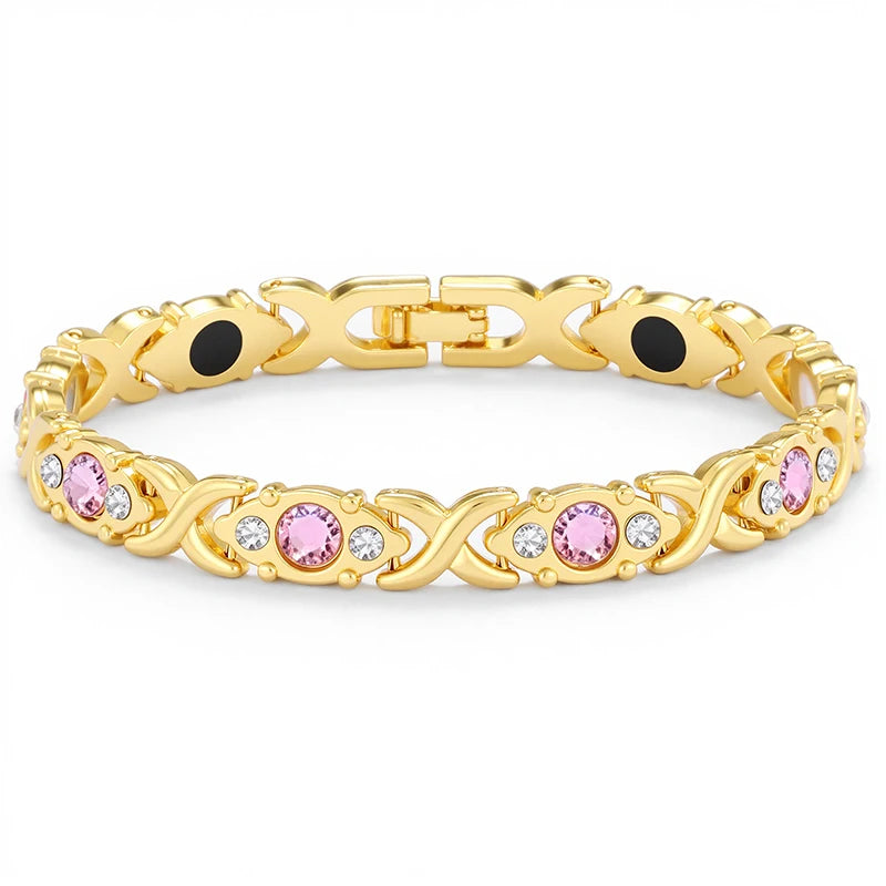 Trendy Energy Magnets Jewelry Slimming Bangle Women Bracelets Magnetic Crystal Gold Plated Couple Adjustable Bracelet