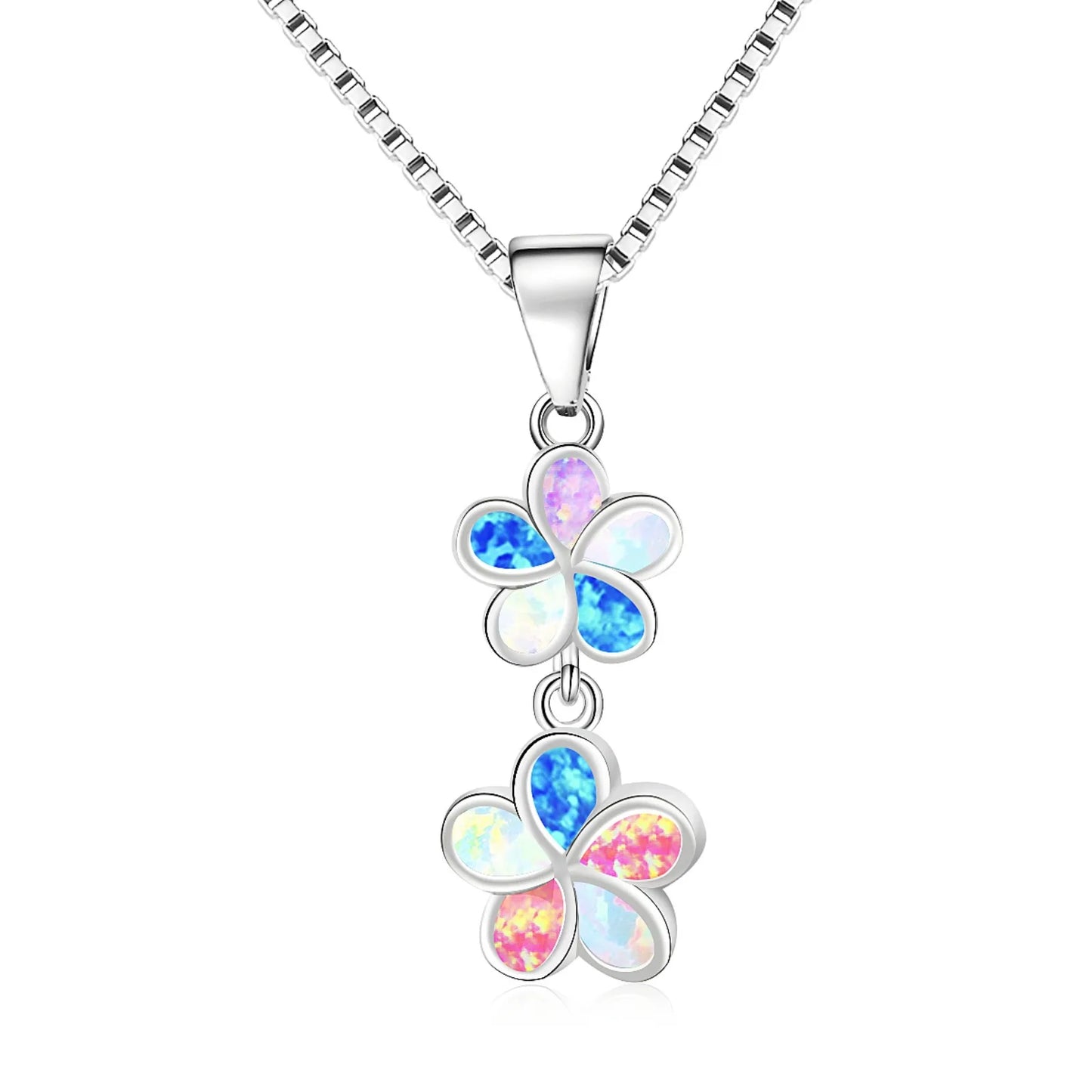 TikTok Ins Trendy Hawaiian Flower Opal Necklace - Boho Chic Pendant Jewelry Wholesale