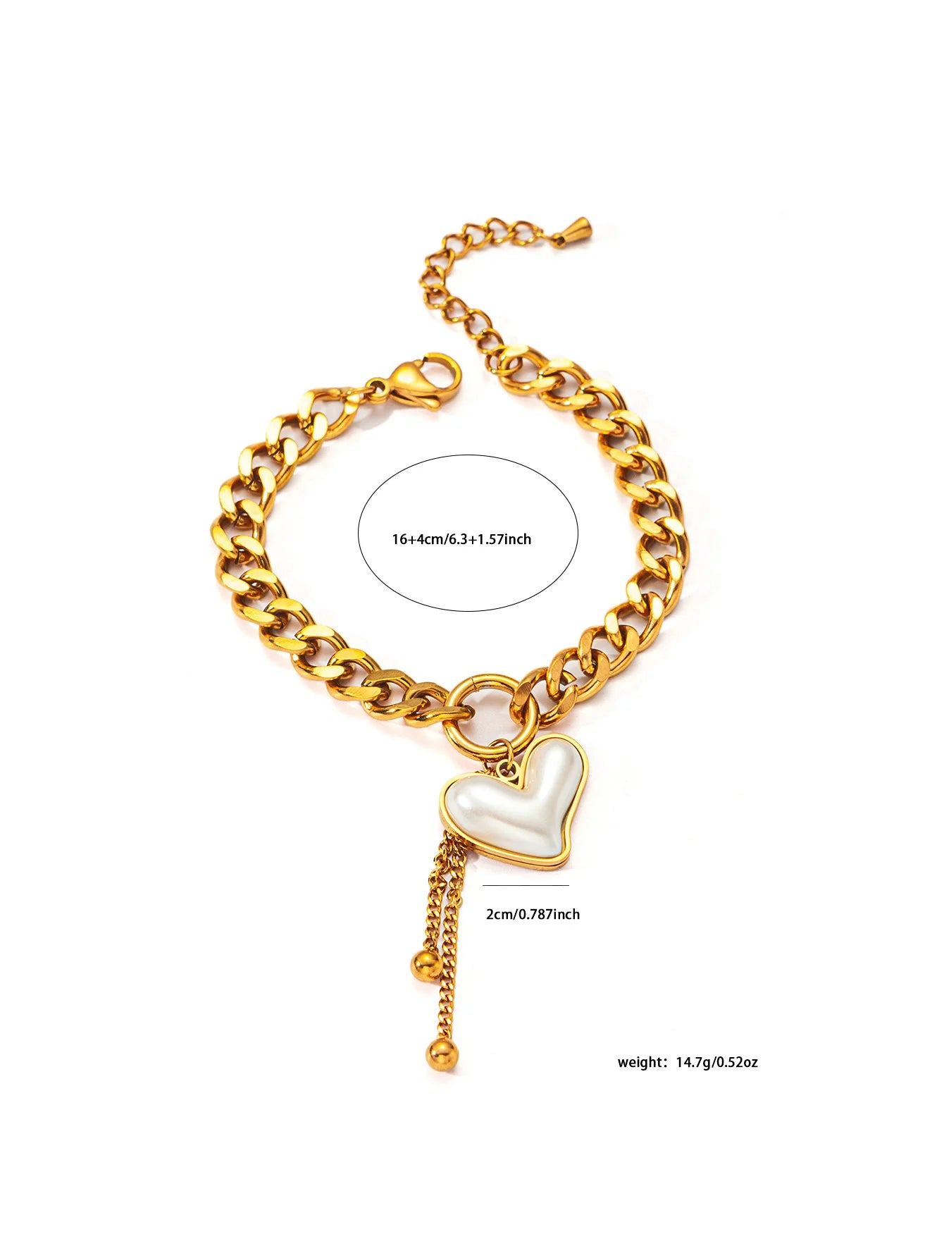 Hot Sell Fashion Stainless Steel Gold Heart Necklace and Bracelet Set Women Gold Jewelry Set