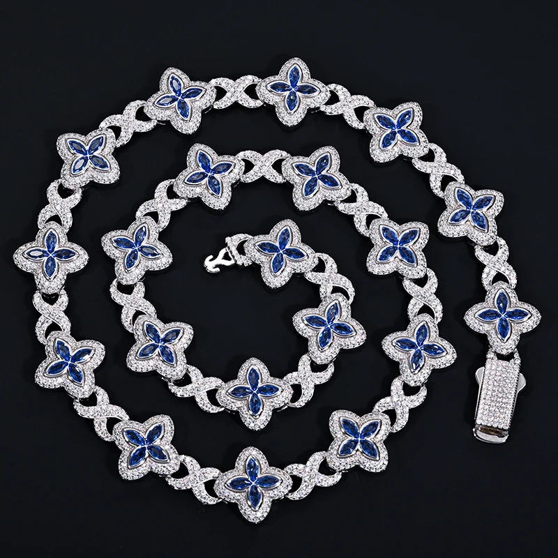 Custom Iced Out 16mm 925 Sterling Silver Moissanite Necklace GRA Hip Hop Pave Setting Infinity Clover Cuban Link Chain Jewelry