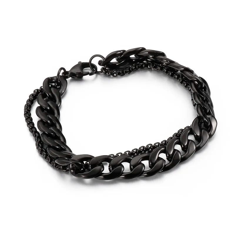 KALEN Simple Atmospheric Double Chain Bracelet Men