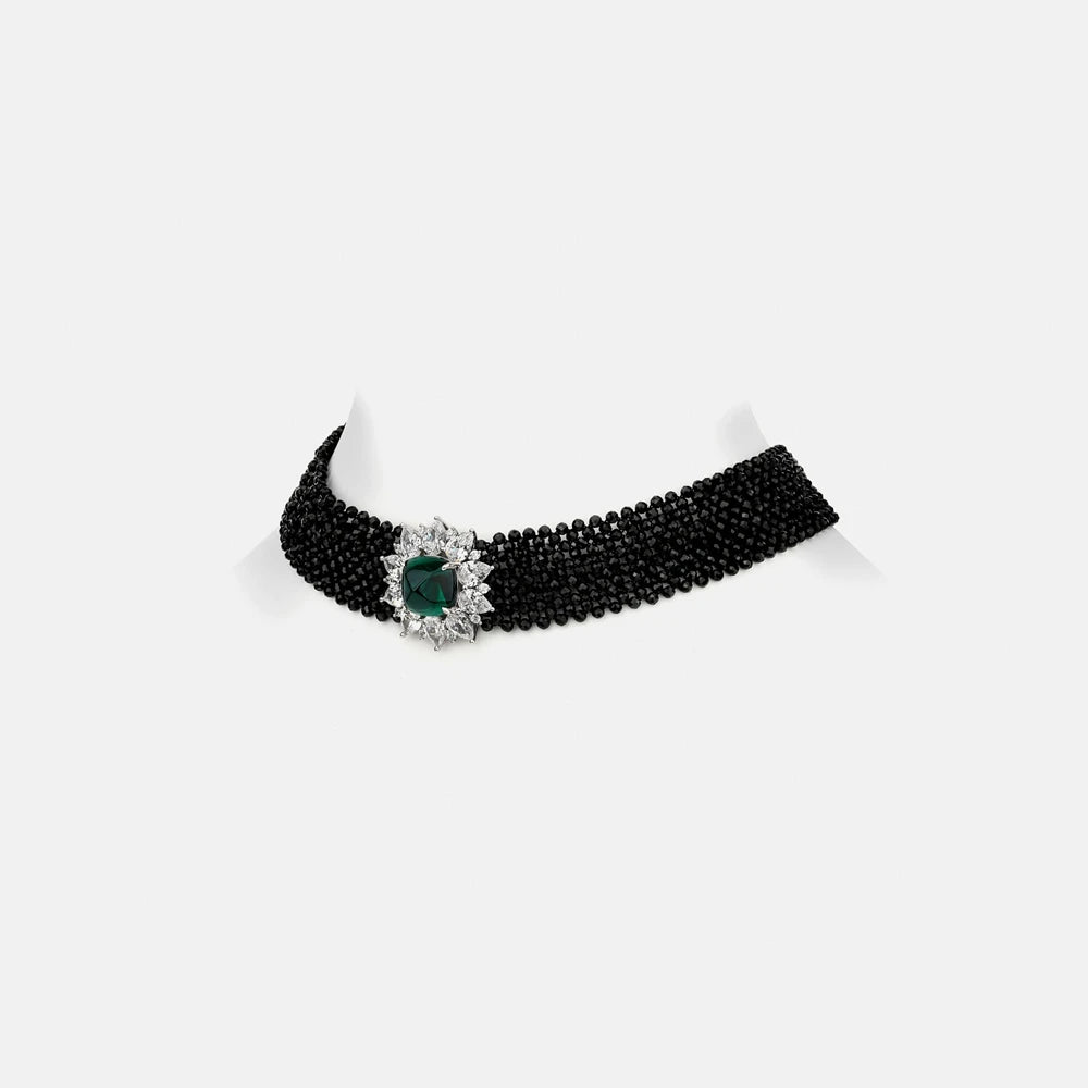 MUSHAN Jewelry Factory Black Spinel Woven Necklace S925 Sterling Silver Multi Layer Necklace European and American Jewelry