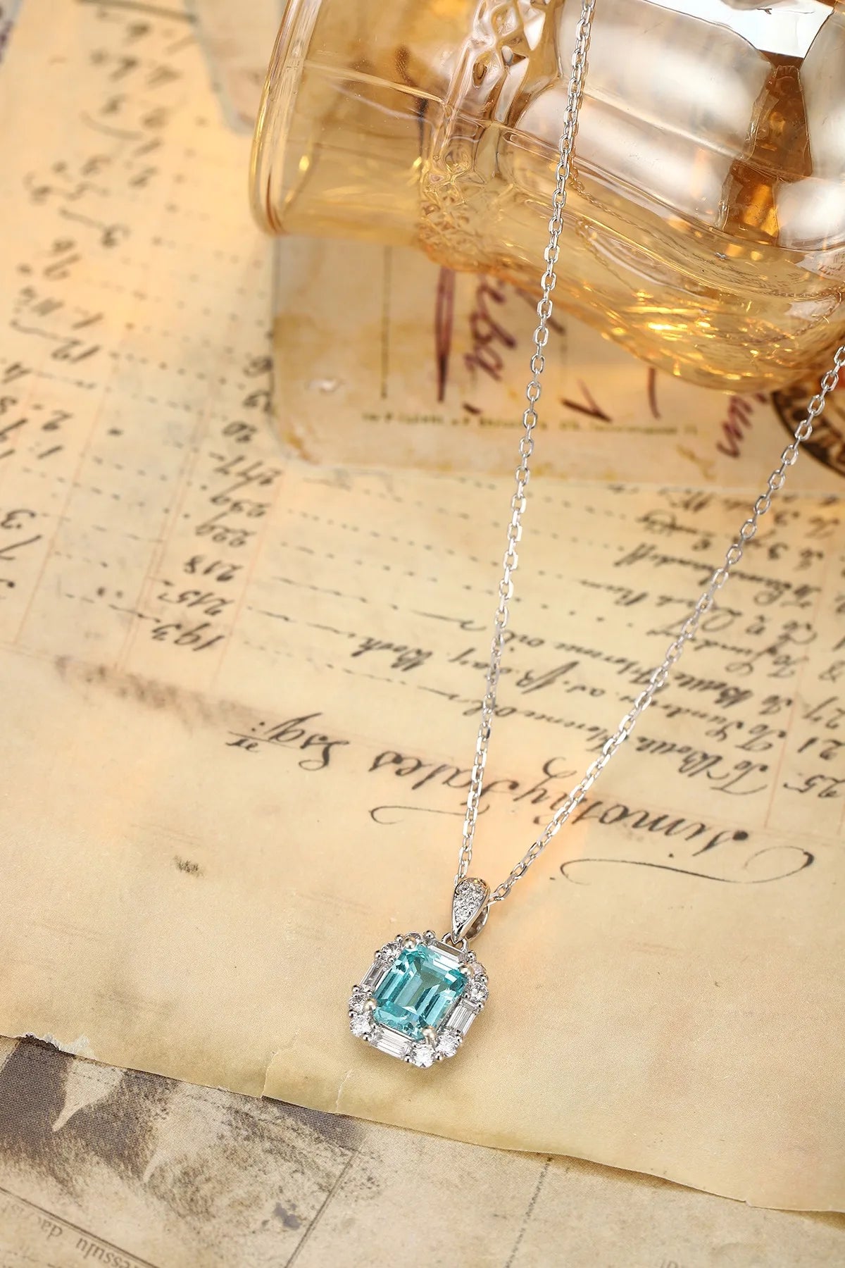 Gemfiori Anster 925 Sterling Silver High-quality Cultivated Paraiba Necklace - Suitable for Parties or As a Gift