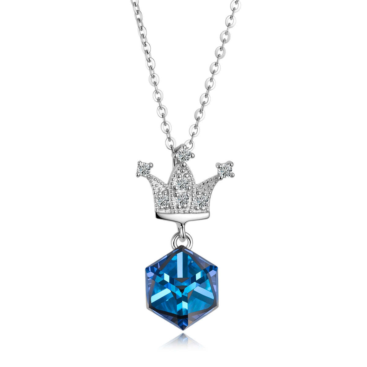 ArtistA Oem Odm Crown Rhinestone Crystal 925 Silver Rhodium Plated Necklace Earrings Set Trendy Women's Jewelry for Birth Gift