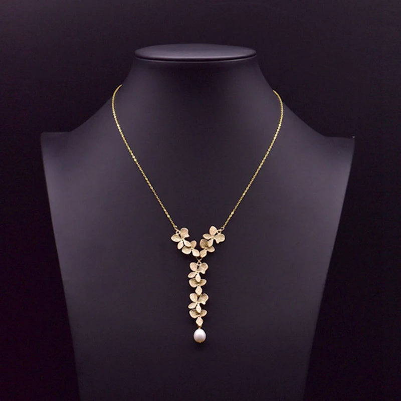 Natural Pearl Sweater Necklace for Women Bride Wedding Custom Handmade Vintage 18k Gold-Plated Long Necklace Fine Jewelry