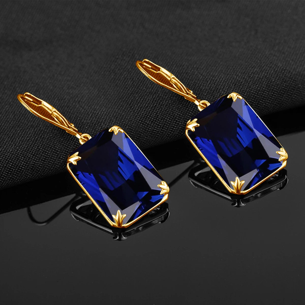 ArtistA Szjinao Women Sparkling Blue Sapphire Pendant Earrings Ring Set Real 925 Sterling Silver Gold Plated Luxury Jewelry Set
