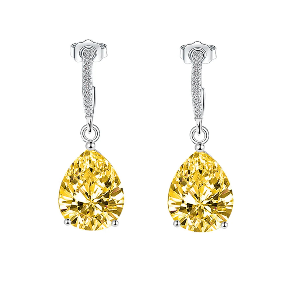 MUSHAN Jewelry Factory 2.6 Carat 7 * 9 Sea Blue Zirconia Water Drop Earrings Women Pure Silver Earrings Fashion Earrings