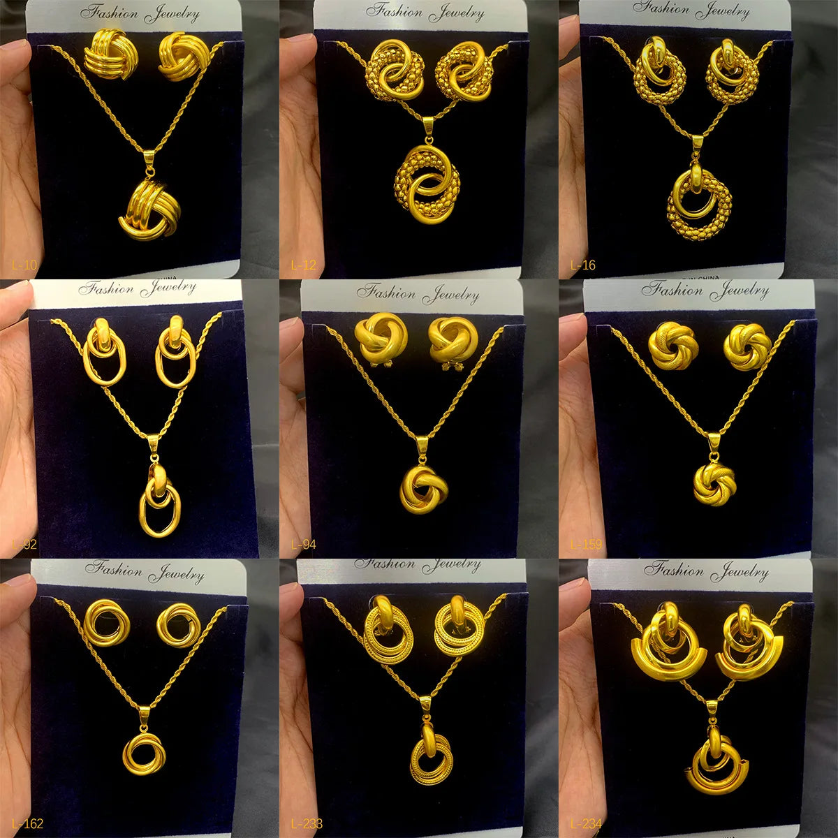 Dubai Bridal 24K Gold Plated Pendant Necklace & Earrings Set | Luxury Brass Jewellery | 15 Styles