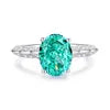 High Quality Fine Jewelry 925 Sterling Silver Green Zircon Ring for Women Gifts Emerald Luxury Women's Green Stone Ring Jewelry