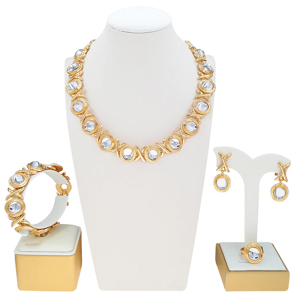 Zhuerrui's New XO Gold-plated Jewelry Set Features Classic Gold and Silver Exquisite and High-end Ladies' Earrings and Bracelets